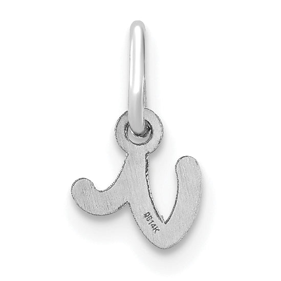 14k White Gold 14KW Lower case Letter V Initial Charm