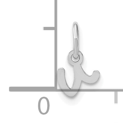 14k White Gold 14KW Lower case Letter V Initial Charm