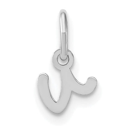 14k White Gold 14KW Lower case Letter V Initial Charm