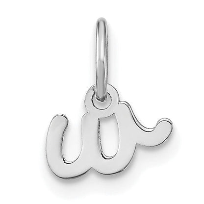 14k White Gold 14KW Lower case Letter W Initial Charm