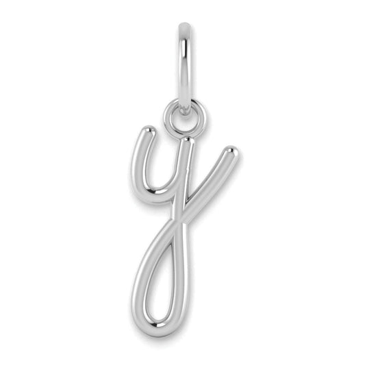 14k White Gold 14KW Lower case Letter Y Initial Charm
