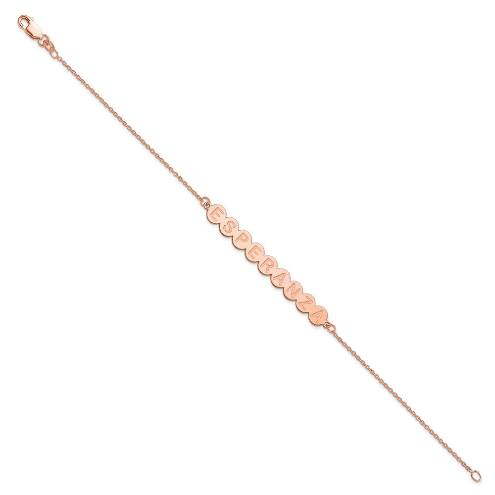 Rose Plated Sterling Silver/Rose 9 Letter Bubble Bracelet