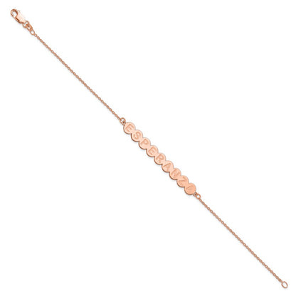 Rose Plated Sterling Silver/Rose 9 Letter Bubble Bracelet
