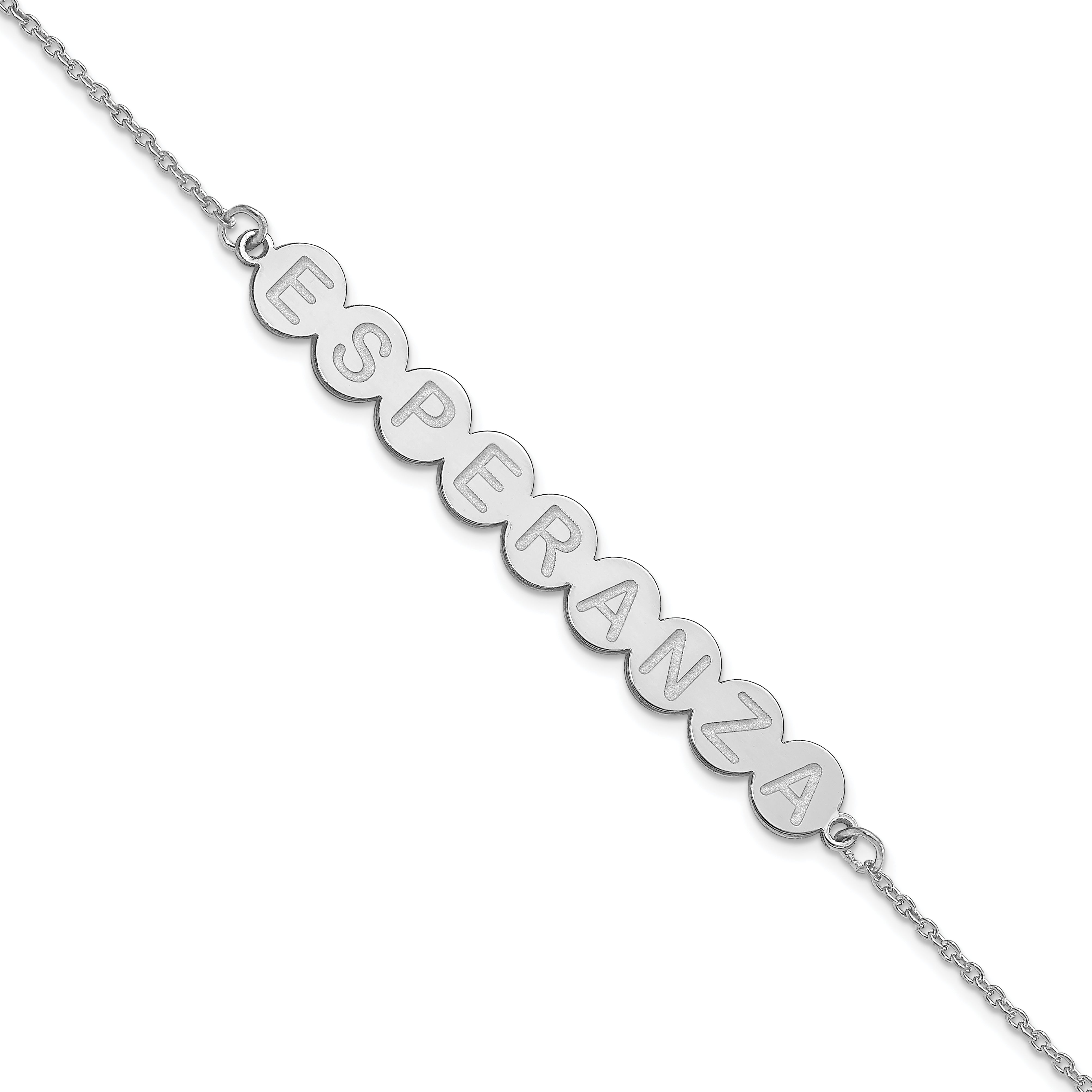 14K White Gold 9 Letter Bubble Bracelet