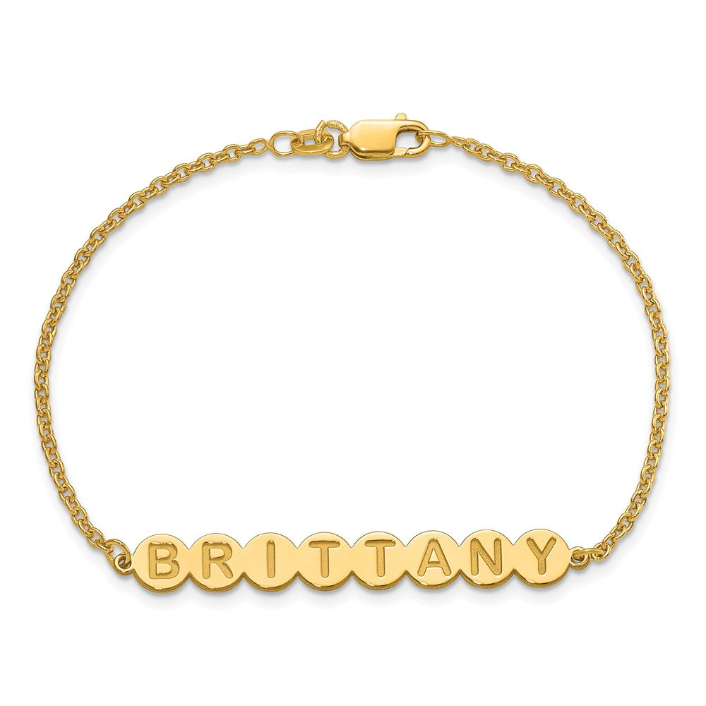 Gold Plated Sterling Silver/Gold 8 Letter Bubble Bracelet