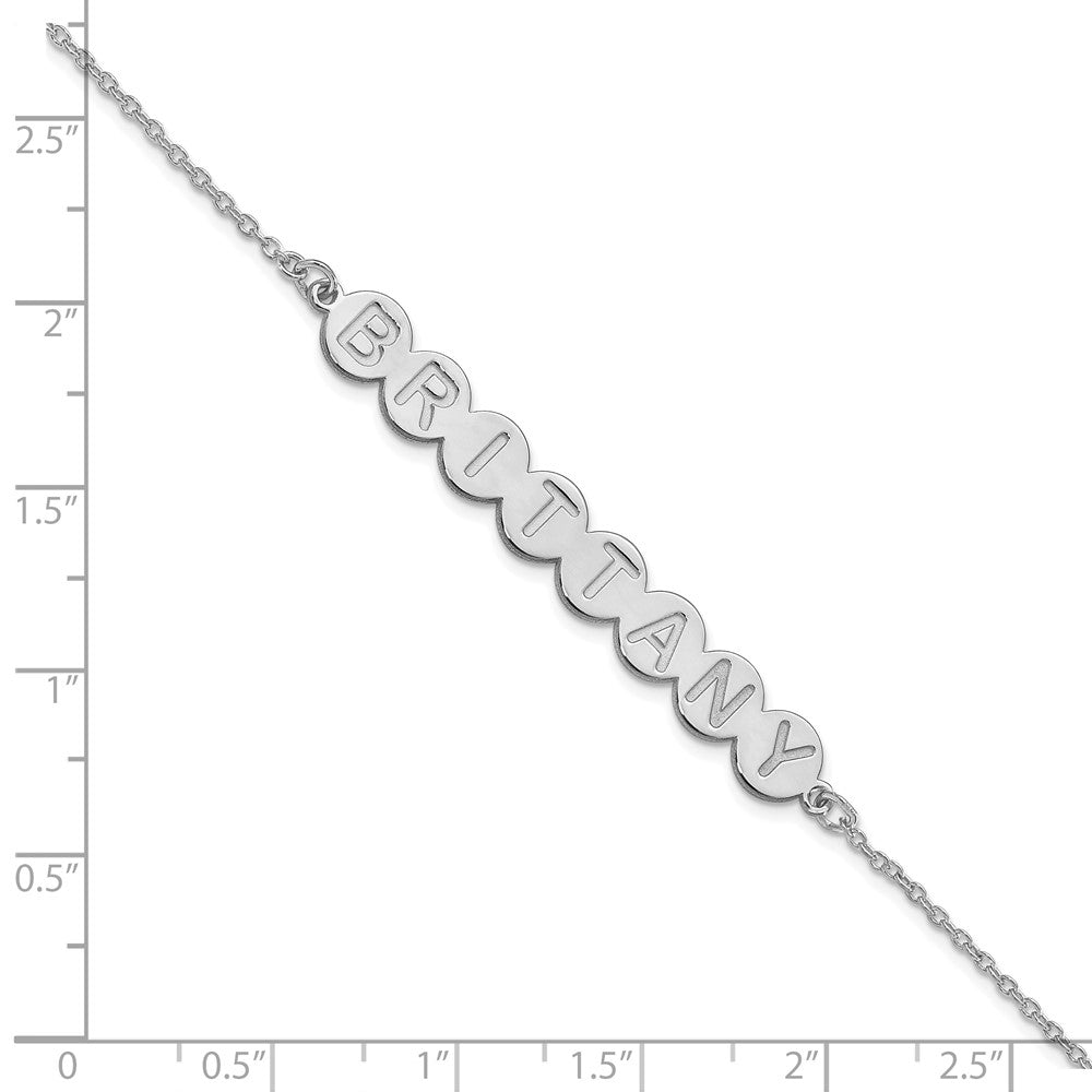 Sterling Silver Silver/Rhodium Plated 8 Letter Bubble Bracelet