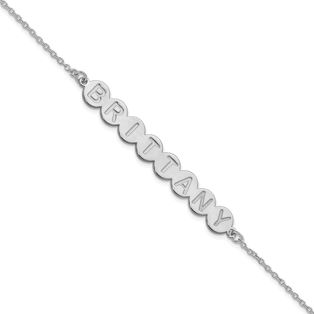 Sterling Silver Silver/Rhodium Plated 8 Letter Bubble Bracelet