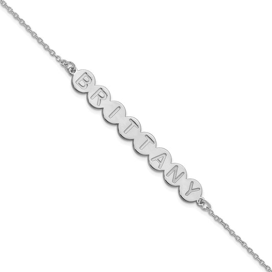 Sterling Silver Silver/Rhodium Plated 8 Letter Bubble Bracelet