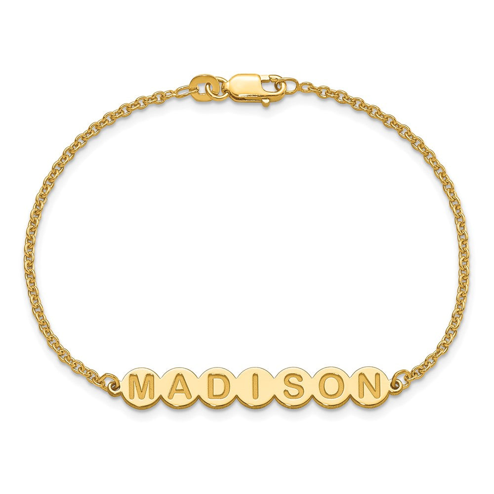 Gold Plated Sterling Silver/Gold 7 Letter Bubble Bracelet