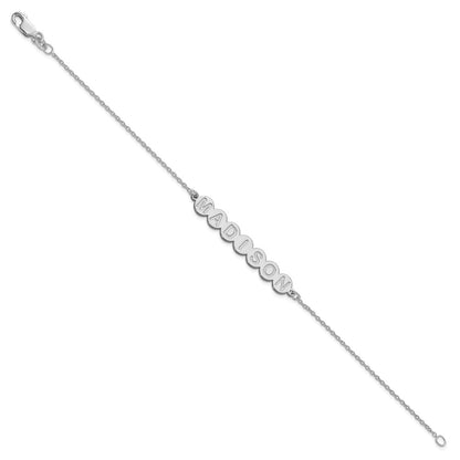 Sterling Silver Silver/Rhodium Plated 7 Letter Bubble Bracelet