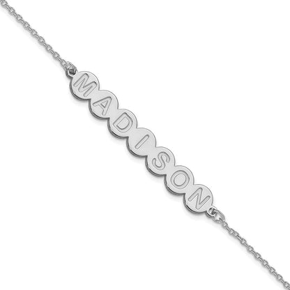 Sterling Silver Silver/Rhodium Plated 7 Letter Bubble Bracelet