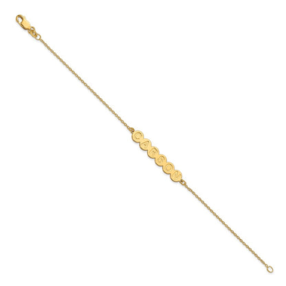 Gold Plated Sterling Silver/Gold 6 Letter Bubble Bracelet