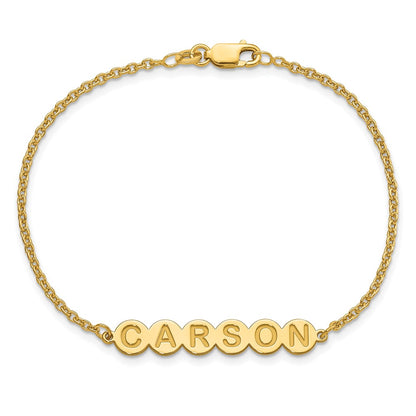 Gold Plated Sterling Silver/Gold 6 Letter Bubble Bracelet