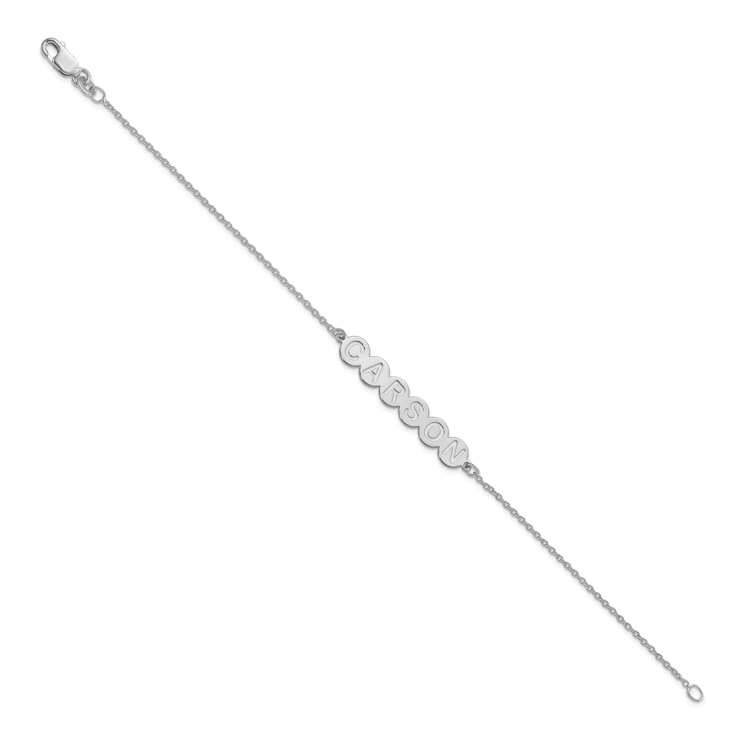 Sterling Silver Silver/Rhodium Plated 6 Letter Bubble Bracelet