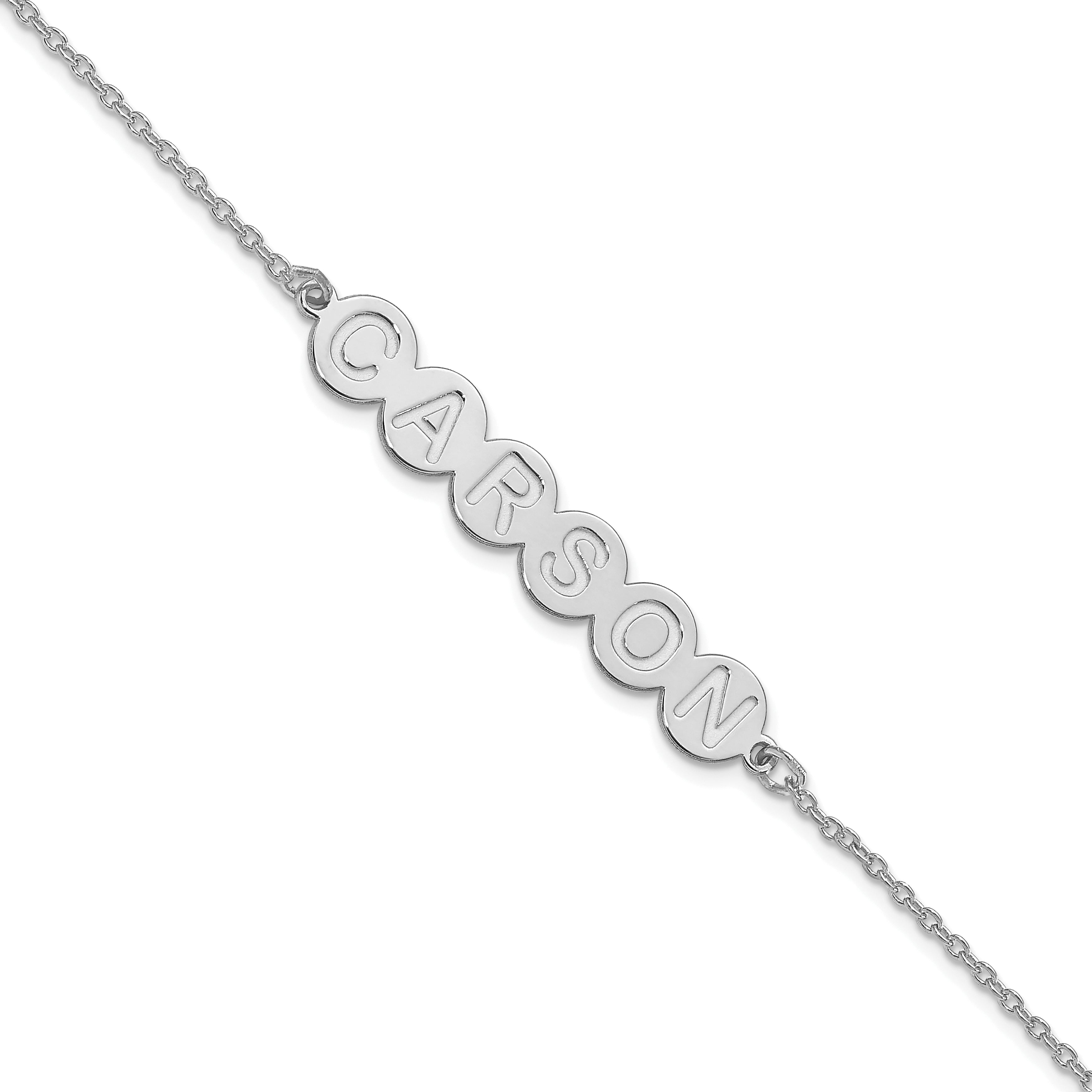 Sterling Silver Silver/Rhodium Plated 6 Letter Bubble Bracelet
