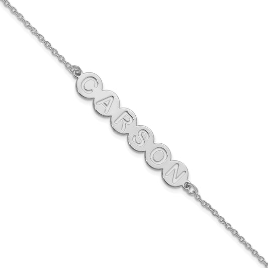 Sterling Silver Silver/Rhodium Plated 6 Letter Bubble Bracelet