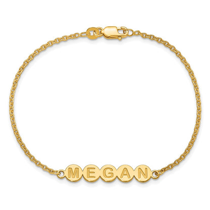 Gold Plated Sterling Silver/Gold 5 Letter Bubble Bracelet