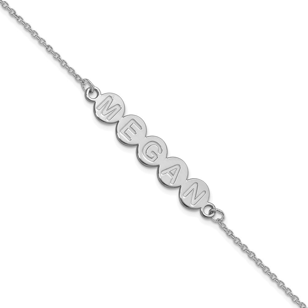 Sterling Silver Silver/Rhodium Plated 5 Letter Bubble Bracelet