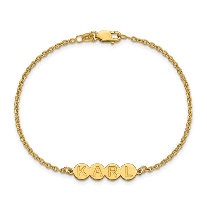 Gold Plated Sterling Silver/Gold 4 Letter Bubble Bracelet