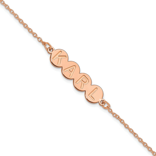 14K Rose Gold 4 Letter Bubble Bracelet