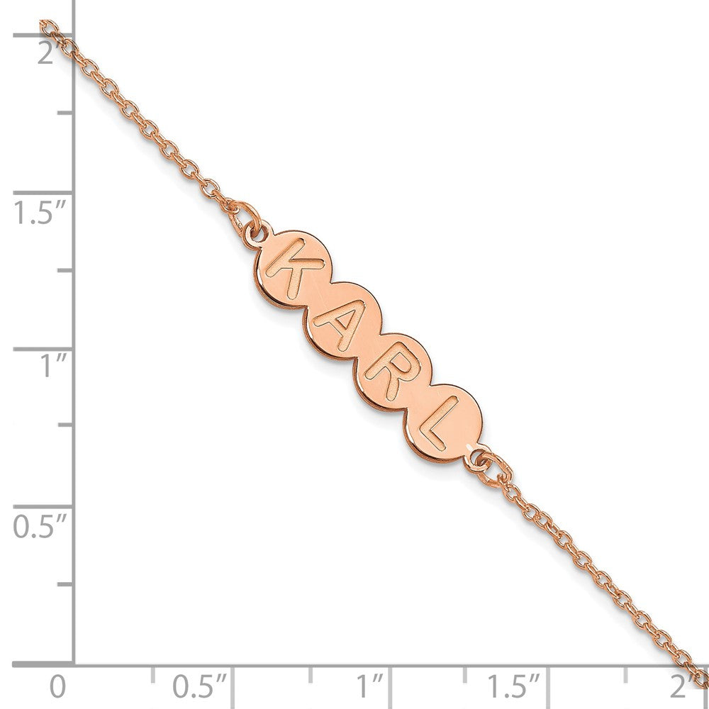 Rose Plated Sterling Silver/Rose 4 Letter Bubble Bracelet