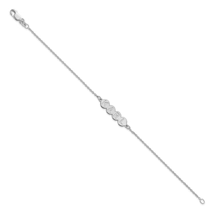 Sterling Silver Silver/Rhodium Plated 4 Letter Bubble Bracelet
