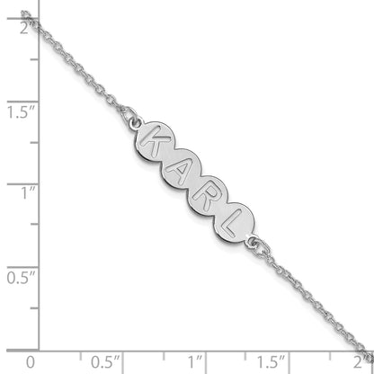Sterling Silver Silver/Rhodium Plated 4 Letter Bubble Bracelet