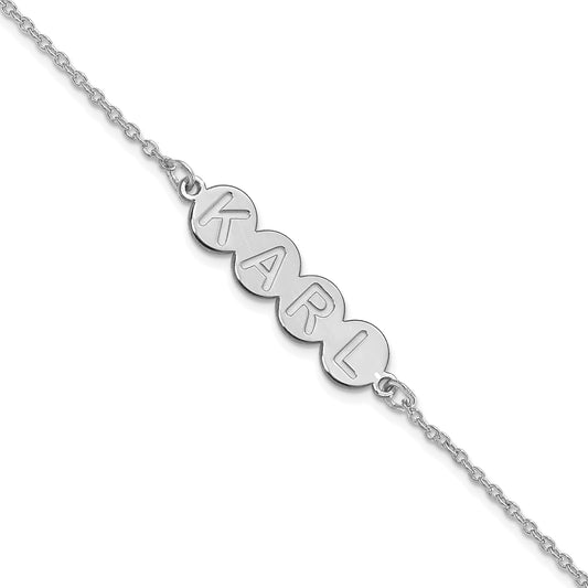 Sterling Silver Silver/Rhodium Plated 4 Letter Bubble Bracelet