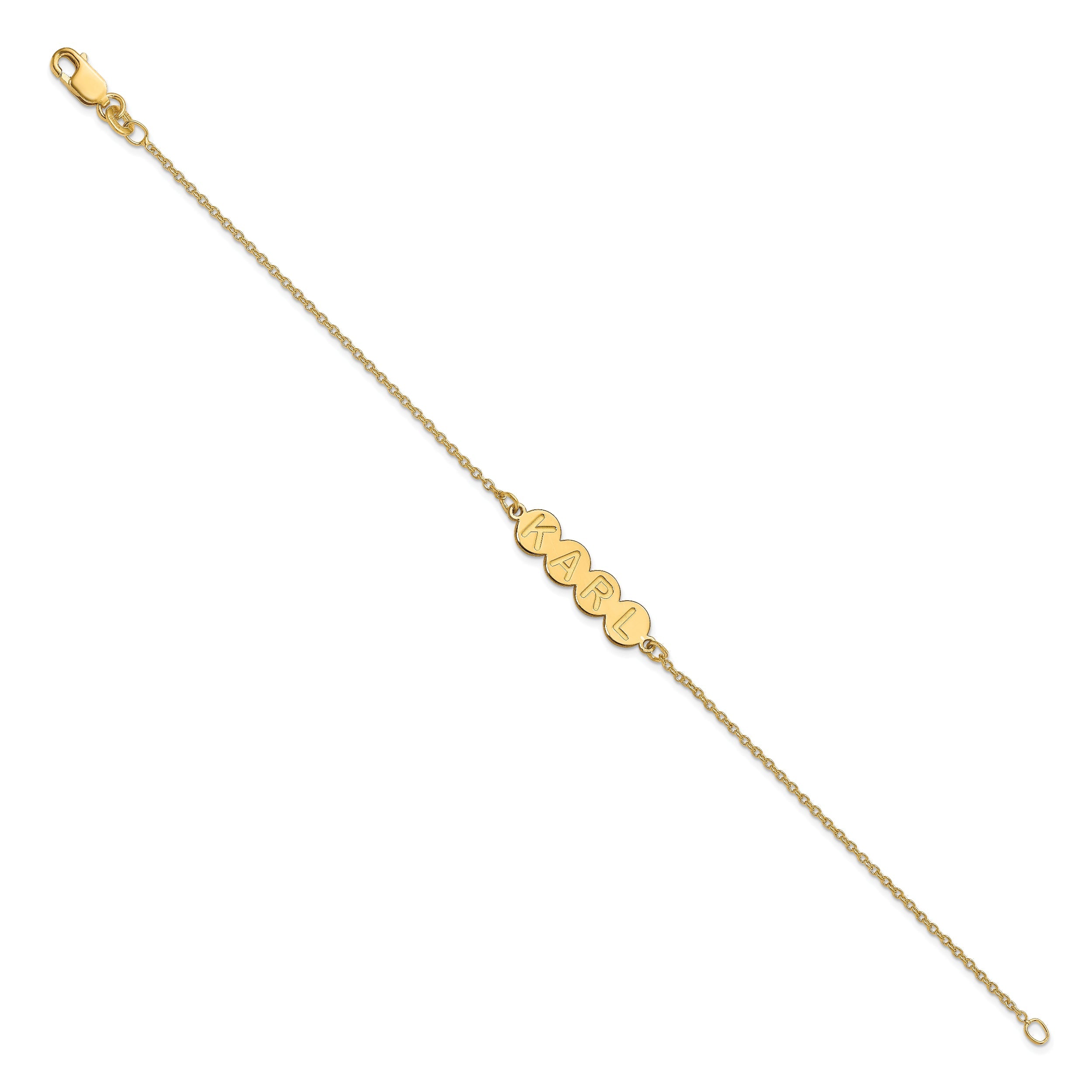 14K Yellow Gold 4 Letter Bubble Bracelet