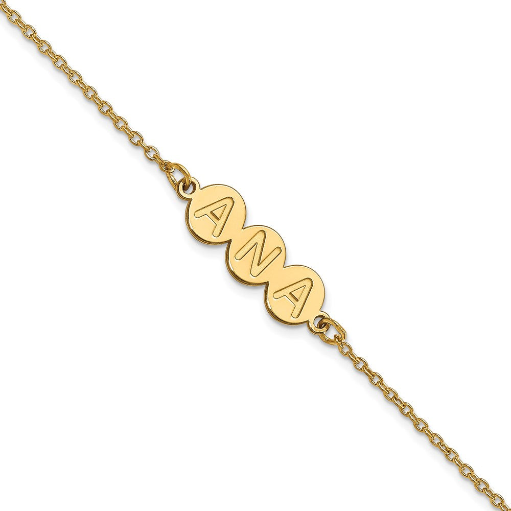 Gold Plated Sterling Silver/Gold 3 Letter Bubble Bracelet