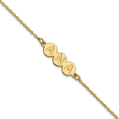 Gold Plated Sterling Silver/Gold 3 Letter Bubble Bracelet