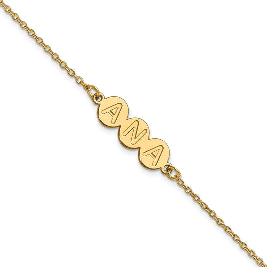Gold Plated Sterling Silver/Gold 3 Letter Bubble Bracelet