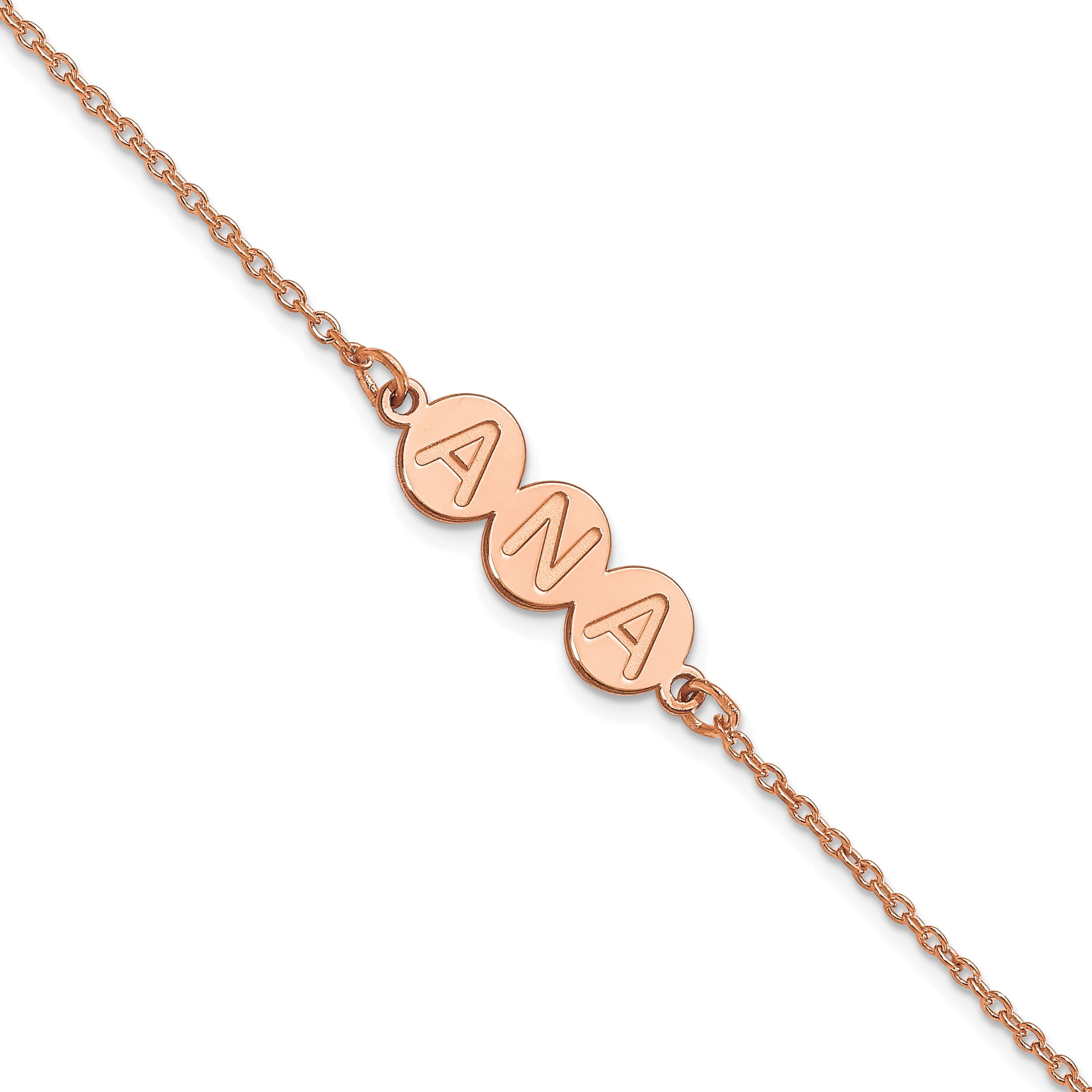 14K Rose Gold 3 Letter Bubble Bracelet