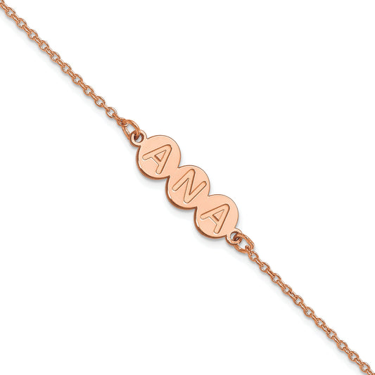 14K Rose Gold 3 Letter Bubble Bracelet