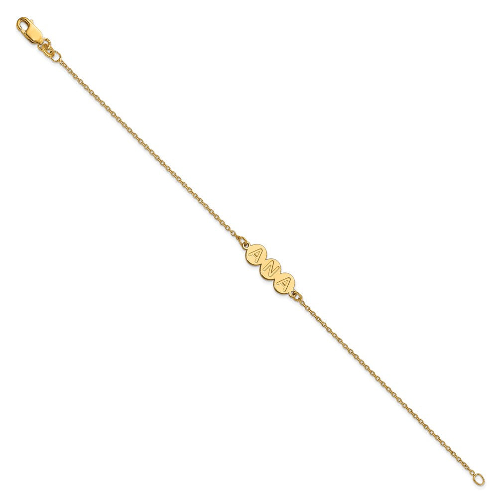 14K Yellow Gold 3 Letter Bubble Bracelet