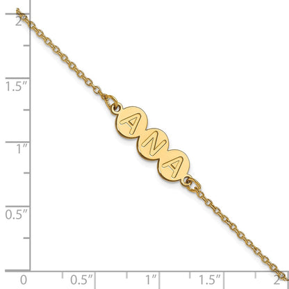 14K Yellow Gold 3 Letter Bubble Bracelet