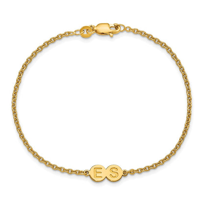 Gold Plated Sterling Silver/Gold 2 Letter Bubble Bracelet