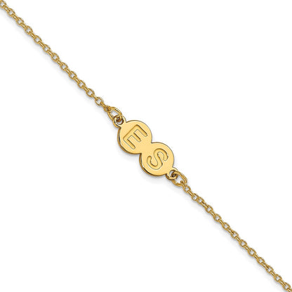Gold Plated Sterling Silver/Gold 2 Letter Bubble Bracelet