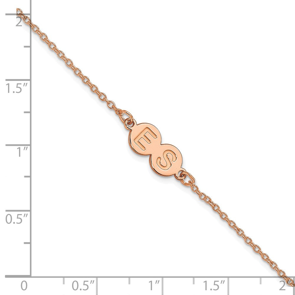 Rose Plated Sterling Silver/Rose 2 Letter Bubble Bracelet