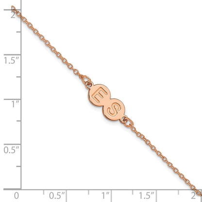 Rose Plated Sterling Silver/Rose 2 Letter Bubble Bracelet