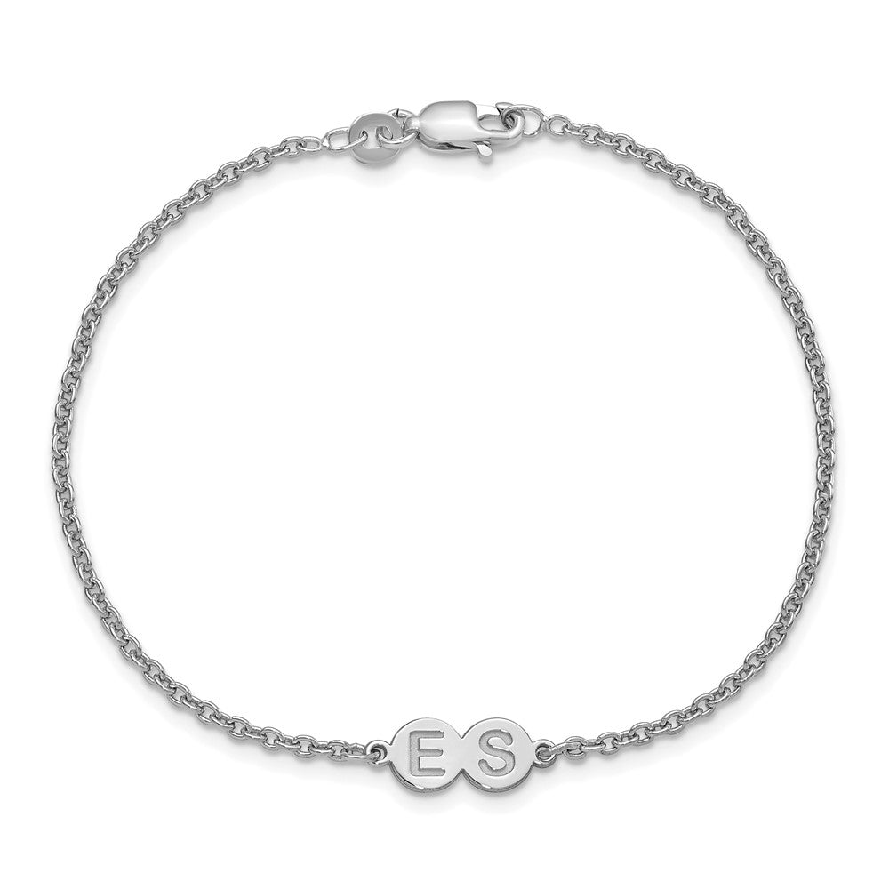 Sterling Silver Silver/Rhodium Plated 2 Letter Bubble Bracelet