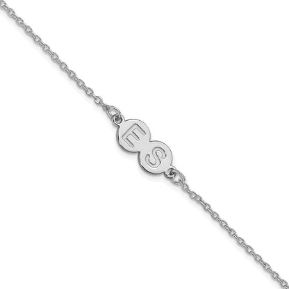 Sterling Silver Silver/Rhodium Plated 2 Letter Bubble Bracelet
