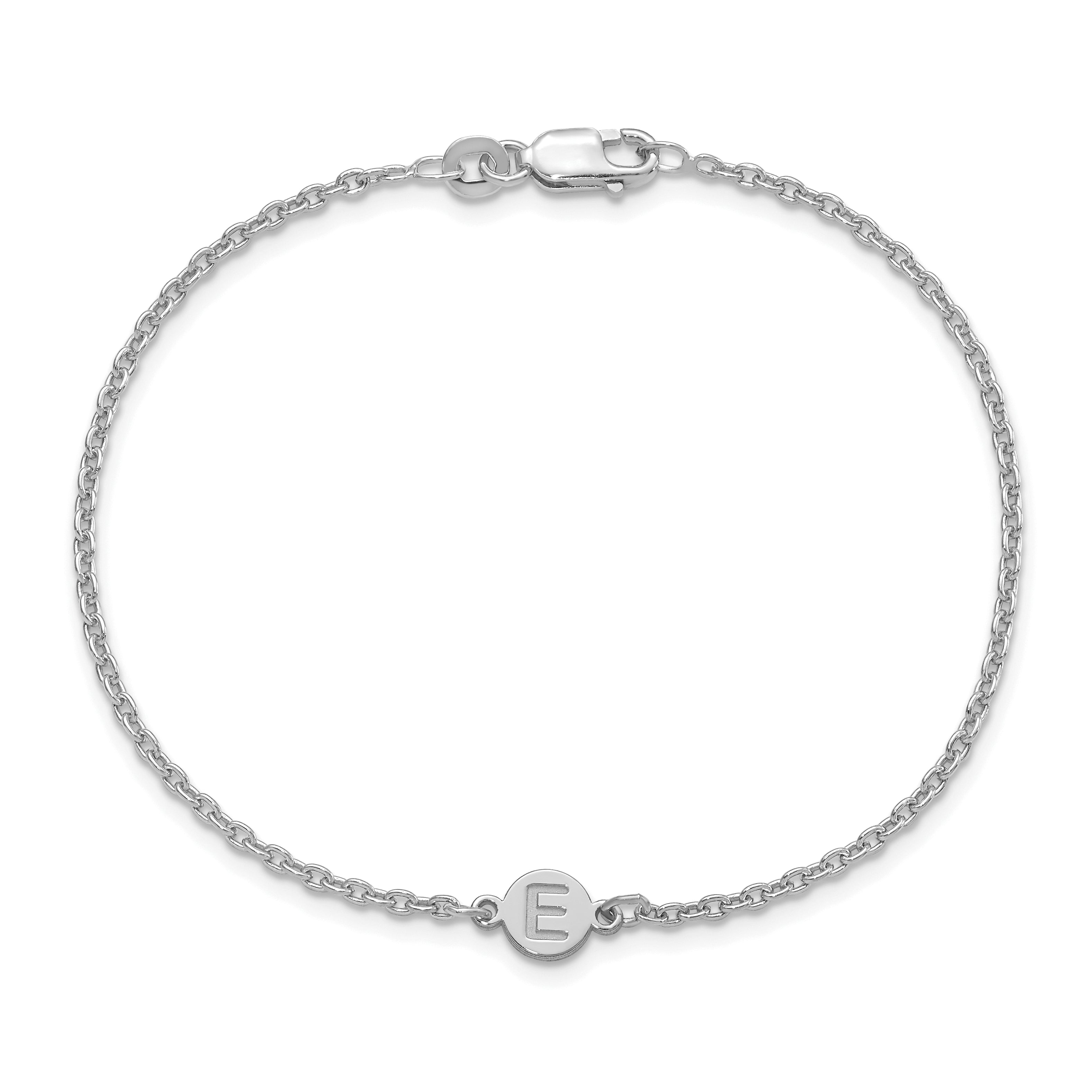 Sterling Silver Silver/Rhodium Plated 1 Letter Bubble Bracelet