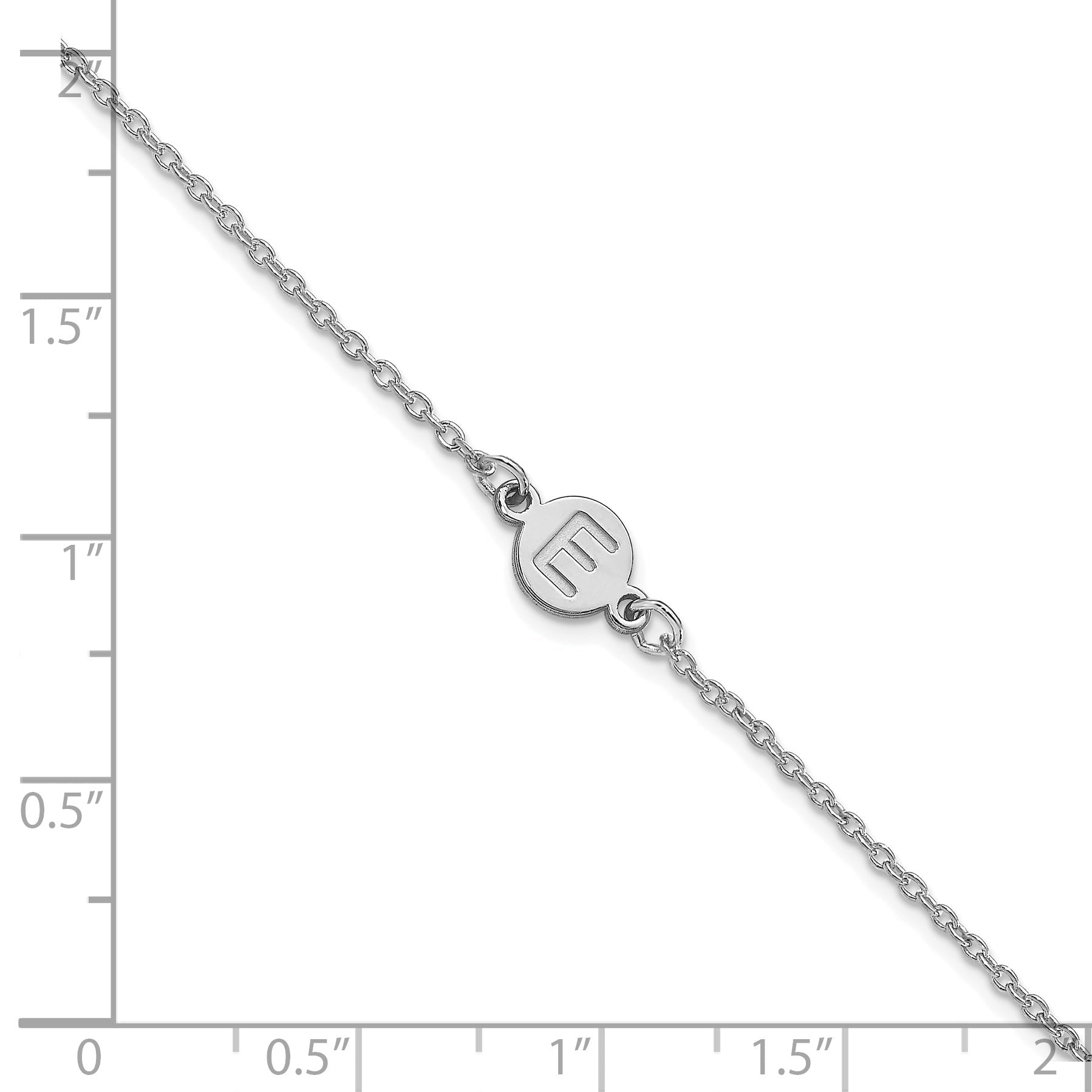 Sterling Silver Silver/Rhodium Plated 1 Letter Bubble Bracelet