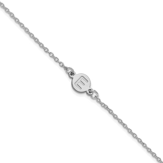 Sterling Silver Silver/Rhodium Plated 1 Letter Bubble Bracelet