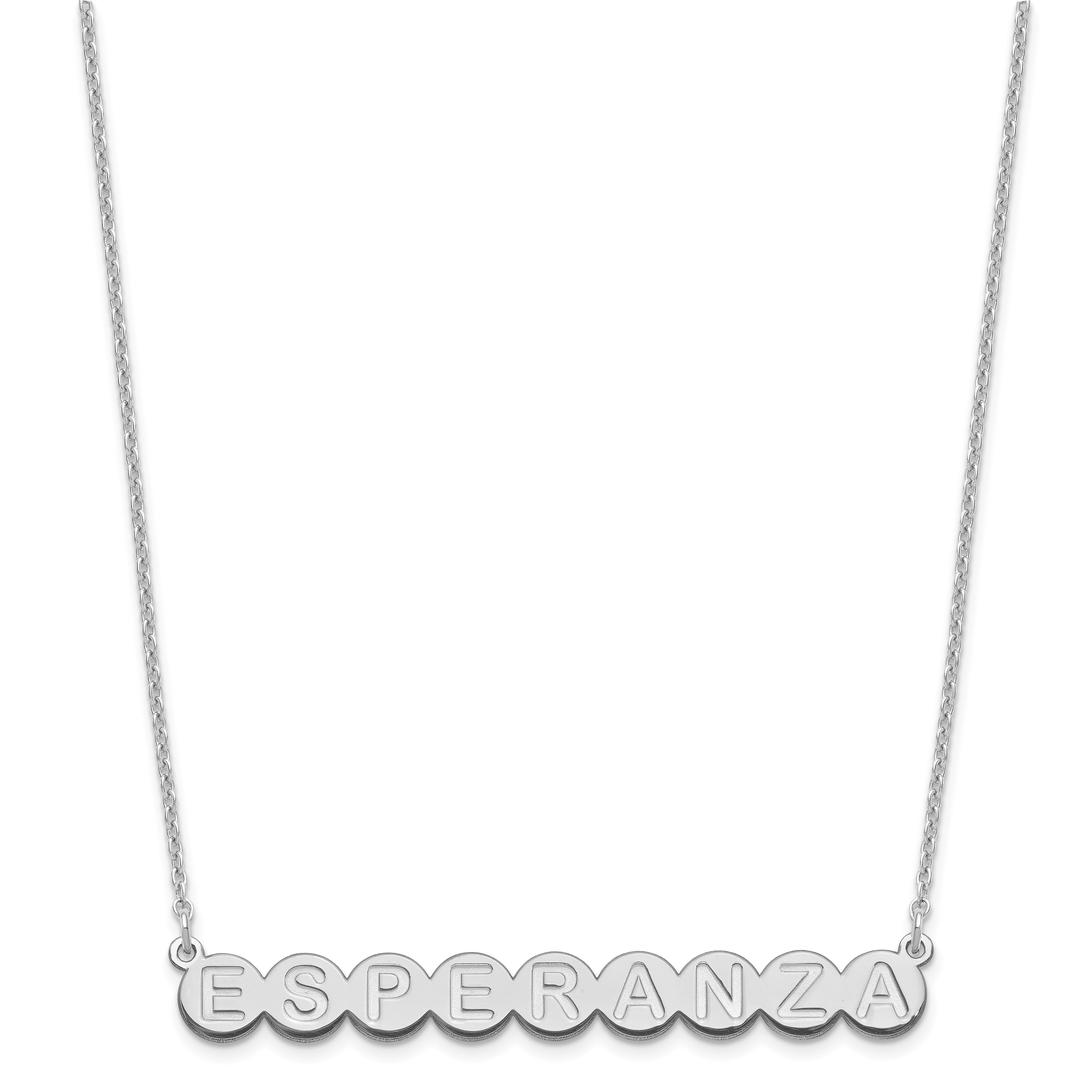 Sterling Silver Silver/Rhodium Plated 9 Letter Bubble Necklace