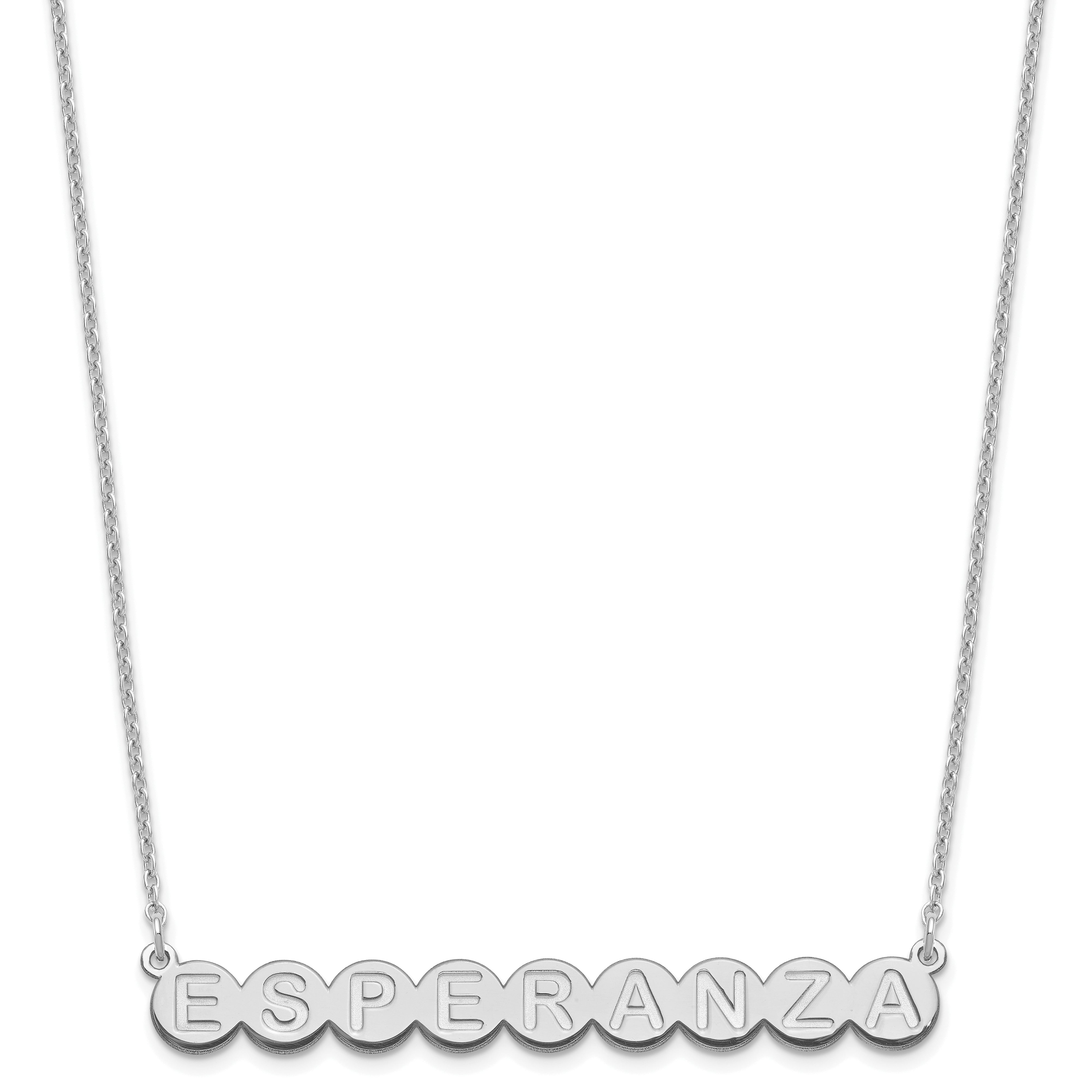 Sterling Silver Silver/Rhodium Plated 9 Letter Bubble Necklace