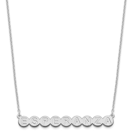 Sterling Silver Silver/Rhodium Plated 9 Letter Bubble Necklace