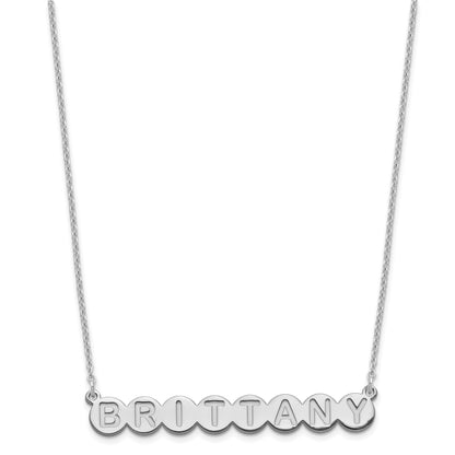 Sterling Silver Silver/Rhodium Plated 8 Letter Bubble Necklace