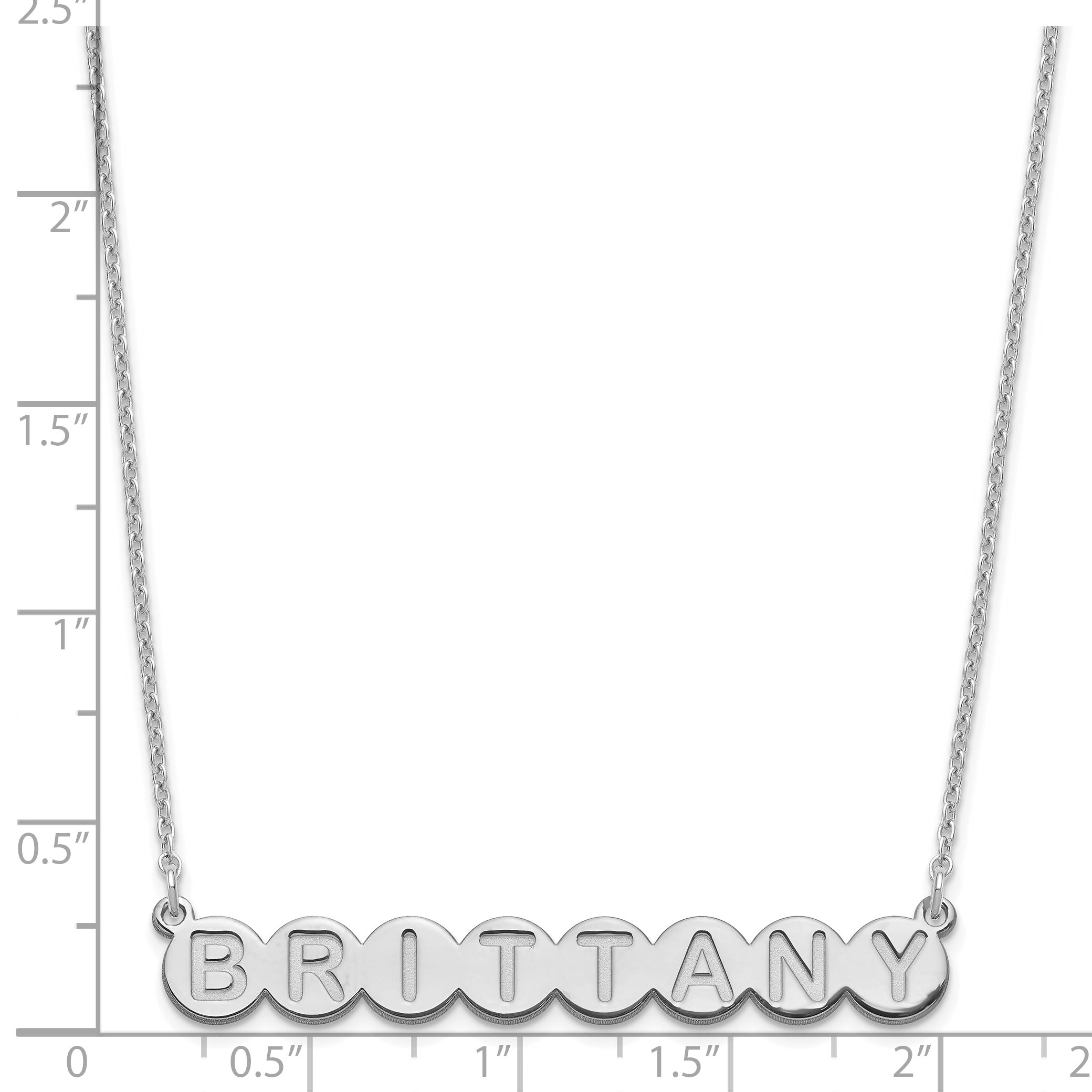 Sterling Silver Silver/Rhodium Plated 8 Letter Bubble Necklace